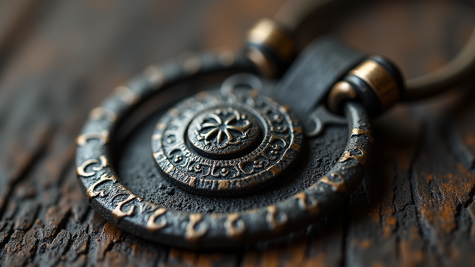 Close-up view of a Viking brooch with intricate metalwork