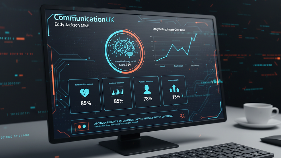 Close-up view of a digital dashboard showing storytelling analytics