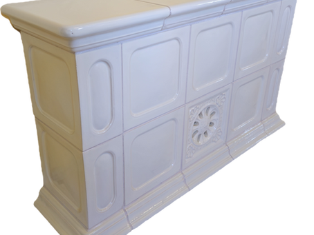 Elektrická kachlová akumulační kamna SD-2 , vzor kachlí okénko glazura slonová kost lesklá