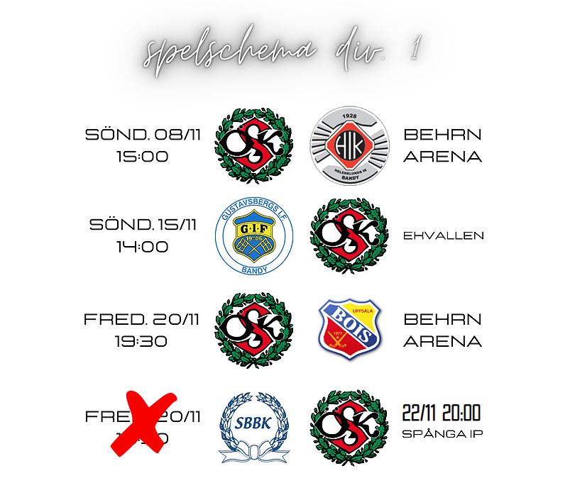 Spelschemat klart för div. 1
