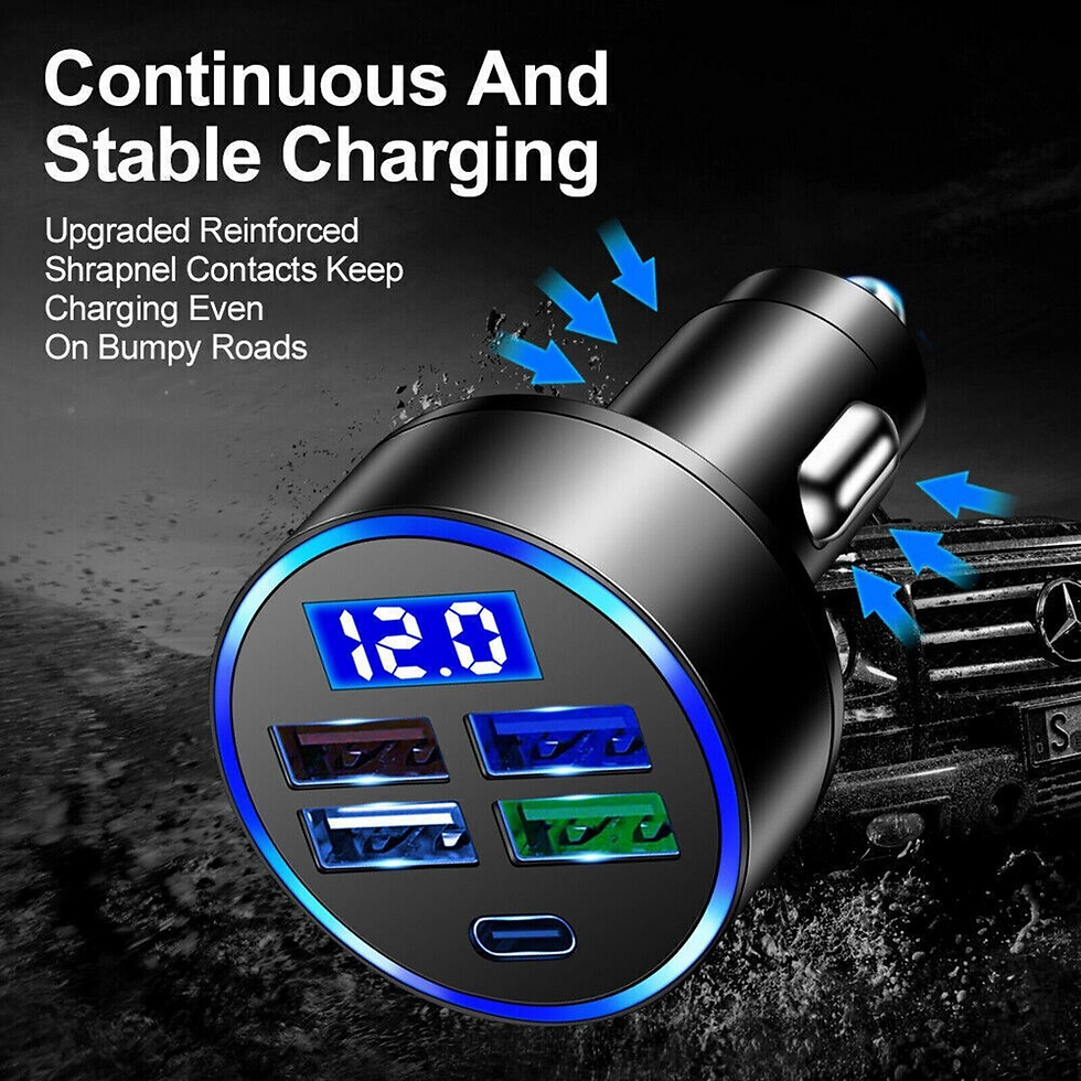 Thumbnail: 5 USB Port Super Fast Car Charger Adapter For iPhone Samsung Android Cell Phone