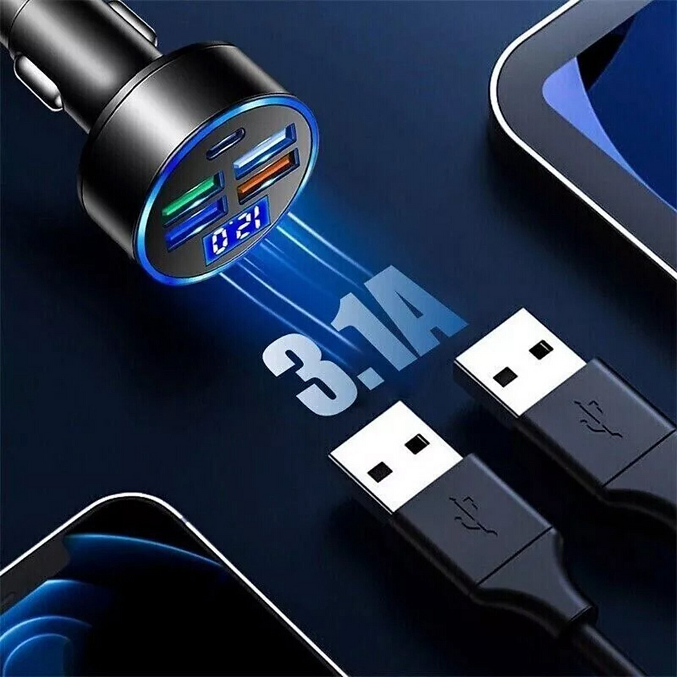 Thumbnail: 5 USB Port Super Fast Car Charger Adapter For iPhone Samsung Android Cell Phone