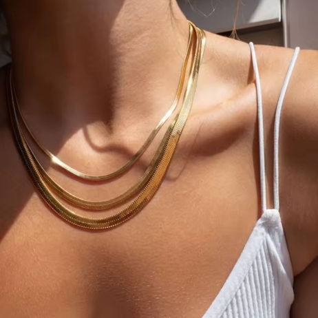 Classic Unisex Flat Snake Chain Choker Necklace For Women