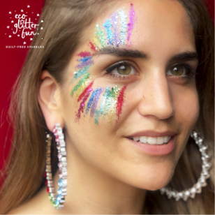 Pride Eco Glitter Make up look sun rays 
