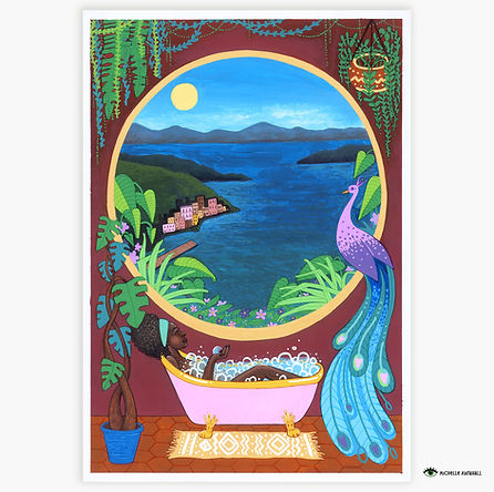 WallPainting-Women-BeachView-Peacock-TropiKarmaCollection-TropicalPunch.jpg