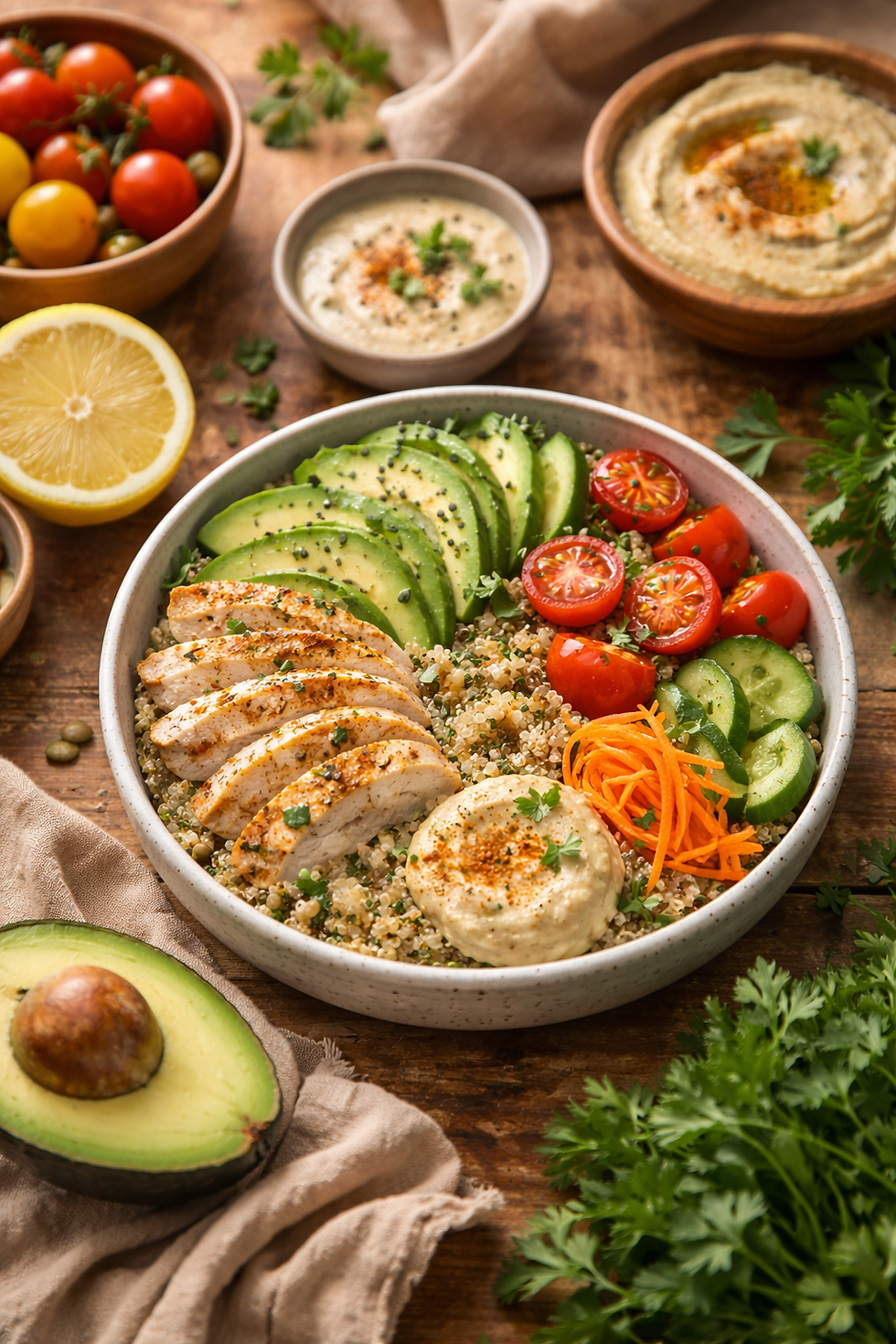 Chicken rice and veggie bowl.png