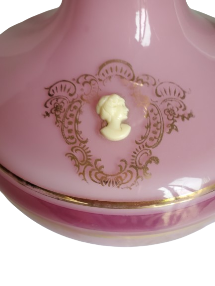 Thumbnail: Late 19th century, Rose Opaline Glass Victorian Cameo Pitcher