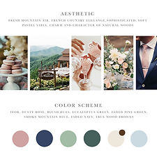 Pink and Navy Smoky Mountain wedding mood board