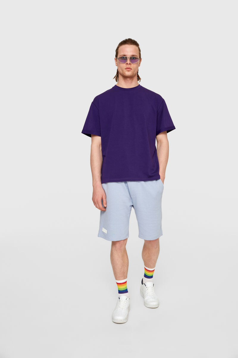 Küçük resim: Oversized Basic Unisex Mor T-shirt