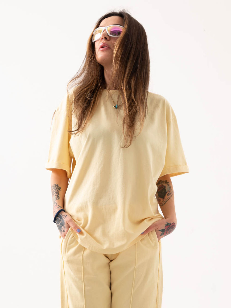 Küçük resim: Basic Oversize Unisex  Yellow T shirt