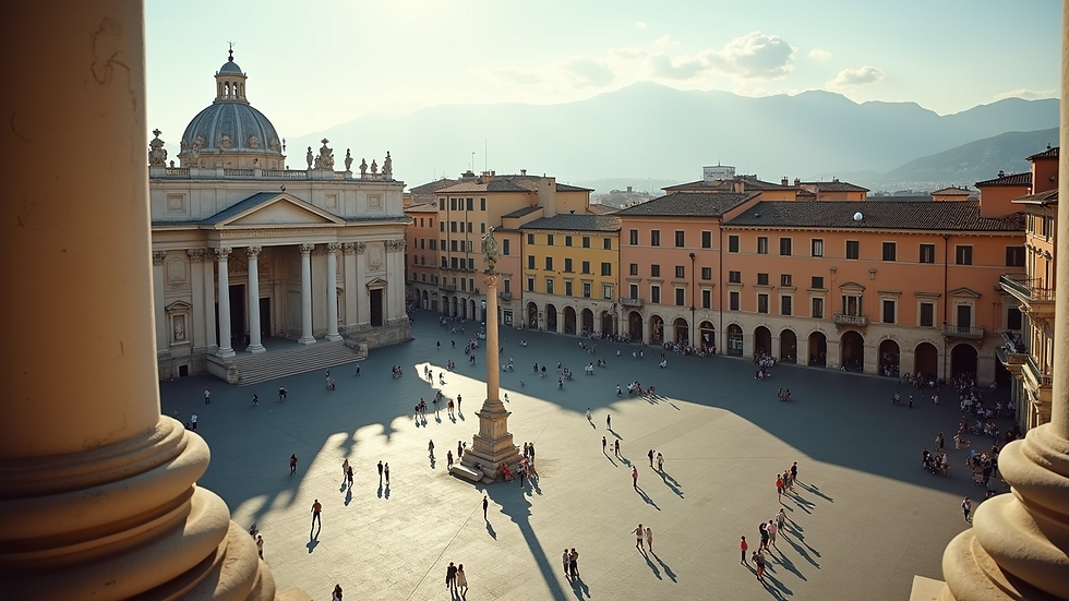 High angle view of Piazza della Signoria with statues and historic buildings
