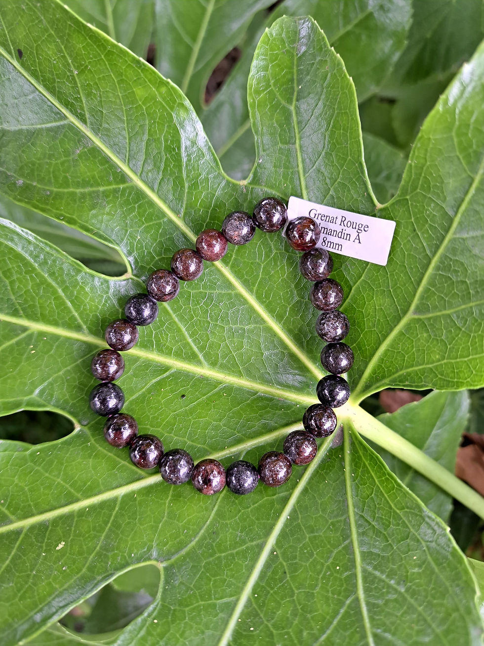 Bracelet Boule Grenat Almandin Rouge A 8 mm