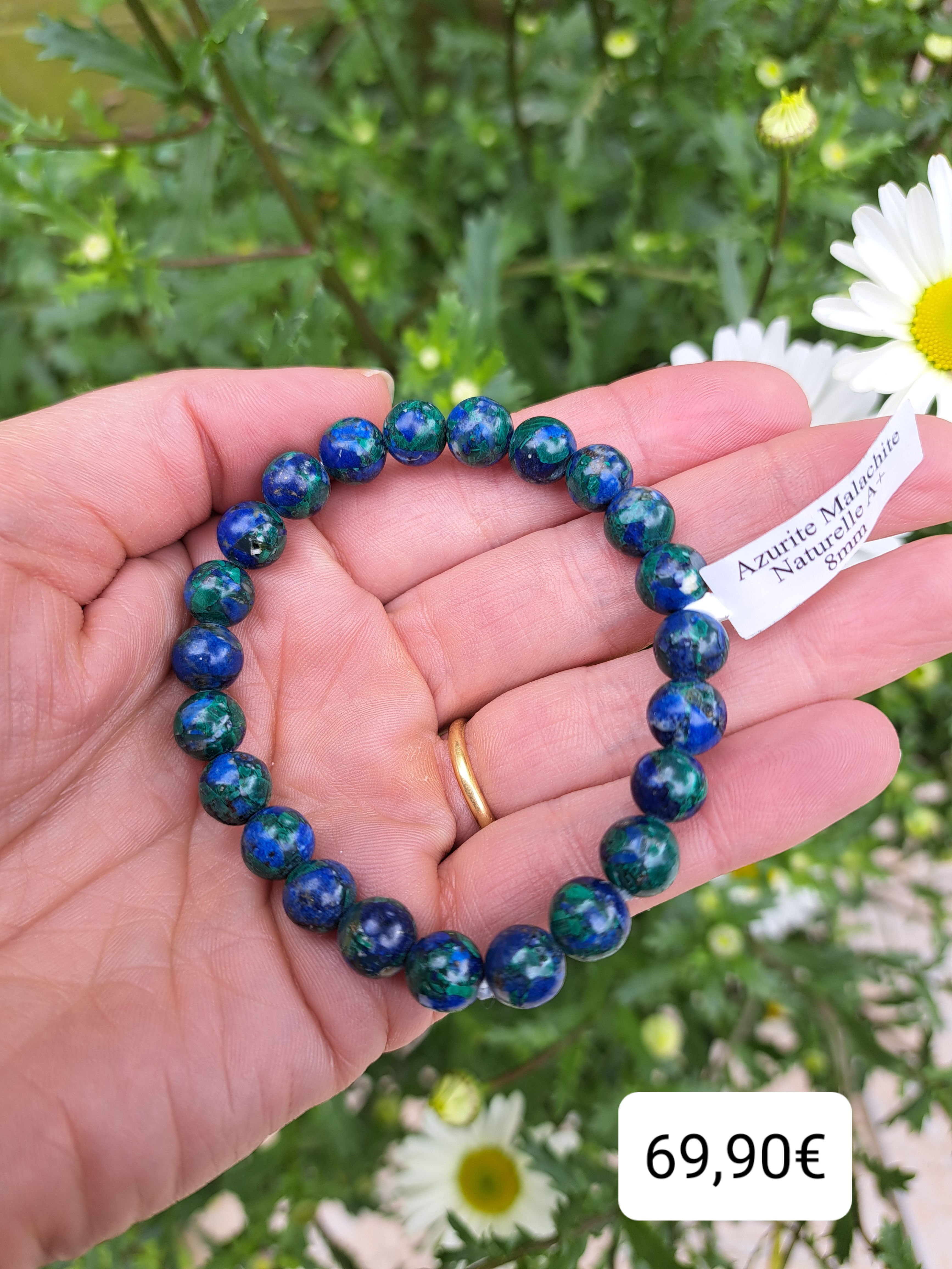 Bracelet Boule Azurite Malachite 8 mm A+