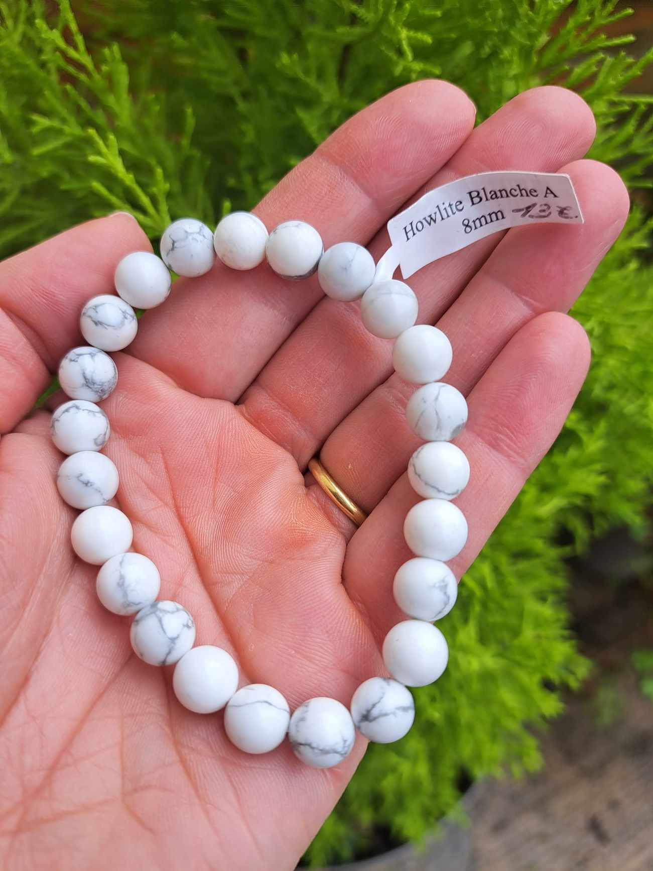 Bracelet Boule Howlite Blanche A 8 mm