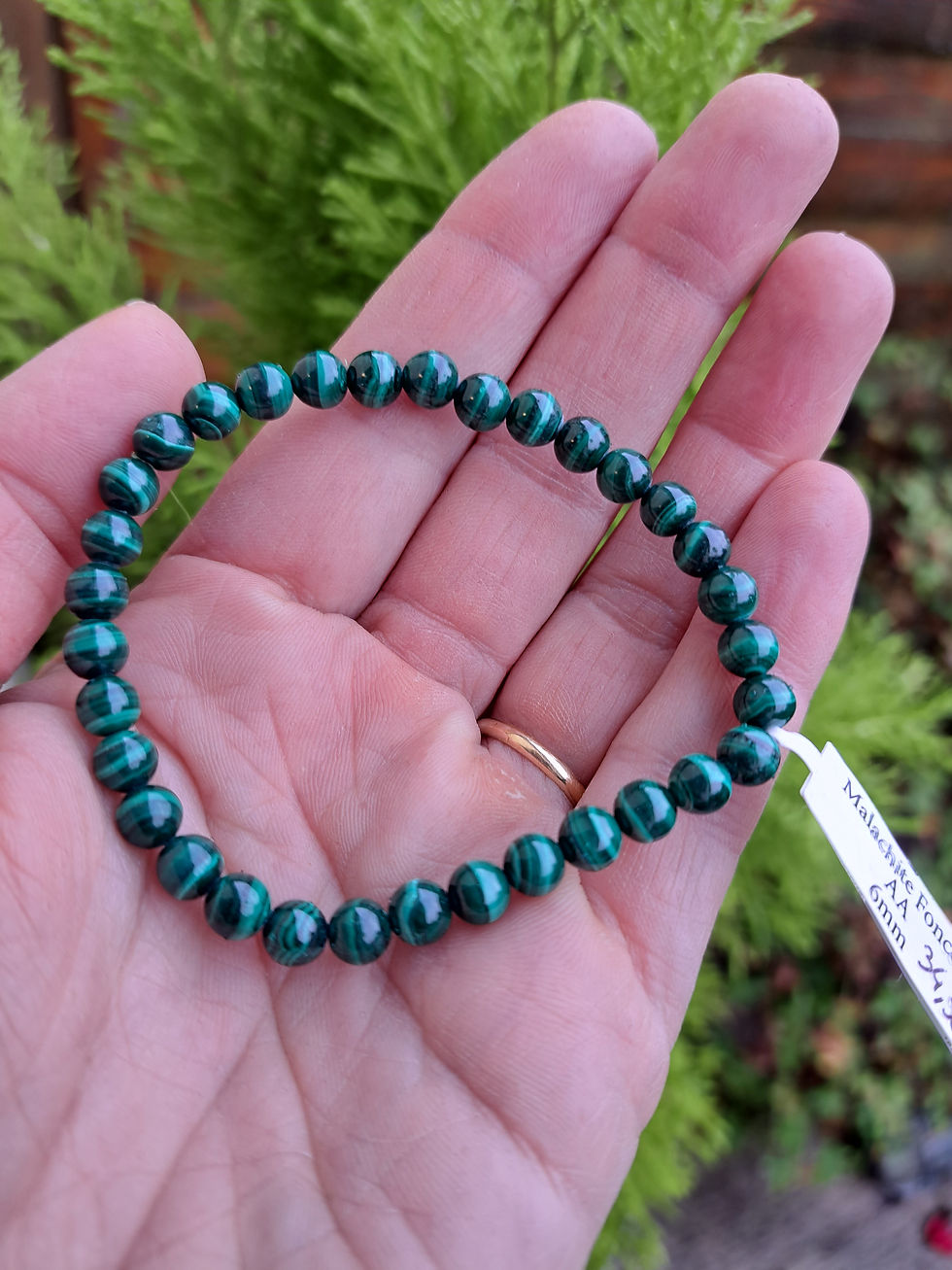 Miniature : Bracelet Boule Malachite Foncée 6 mm AA