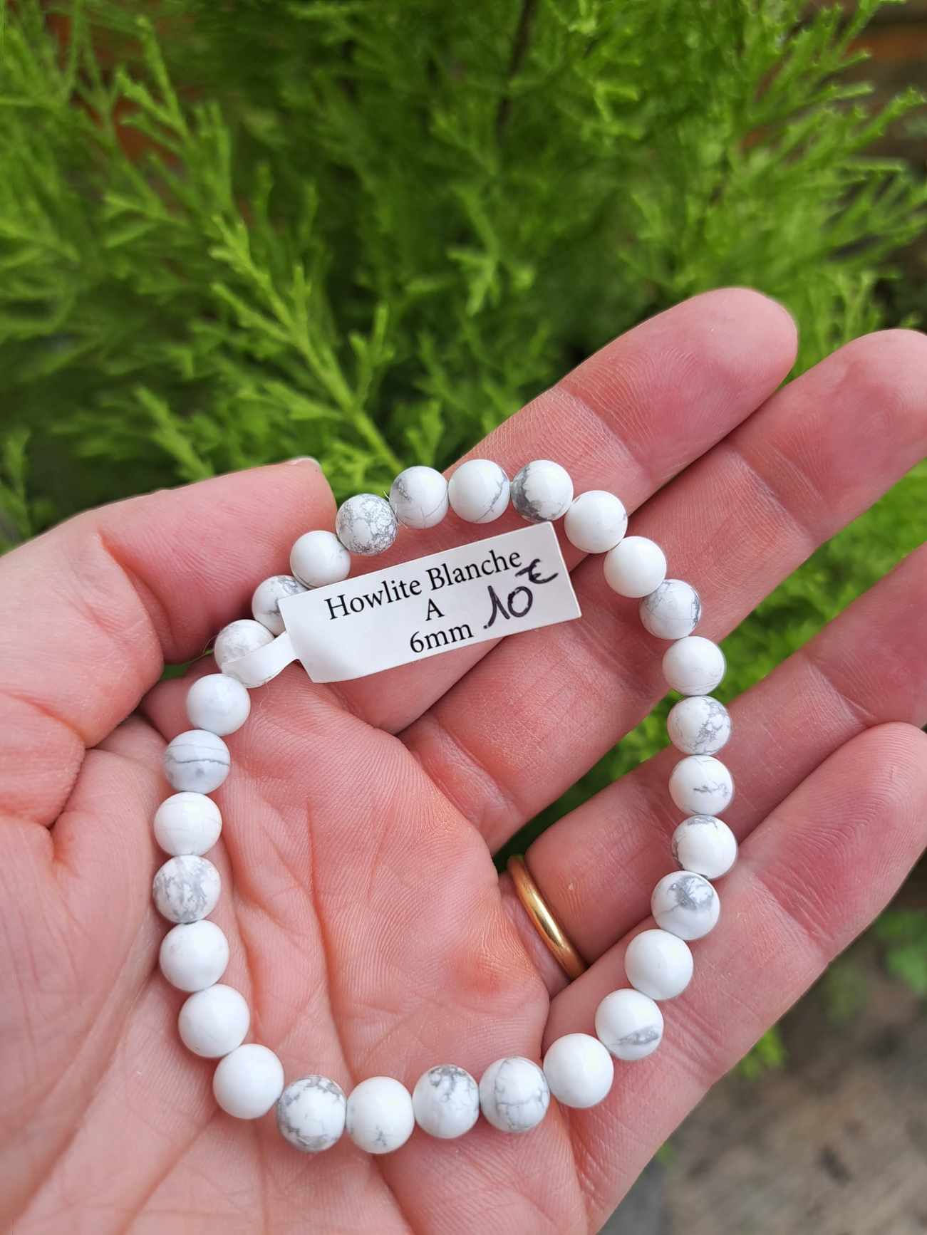Bracelet Boule Howlite Blanche A 6 mm