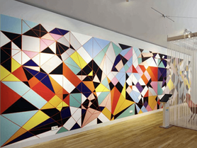Colorful geometric wall sticker design for office interior wall decor in Singapore