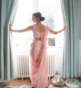 bride opening curtains