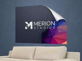 Branded office wall sticker for Merion Studio with colorful geometric design by GPG Printing Singapore