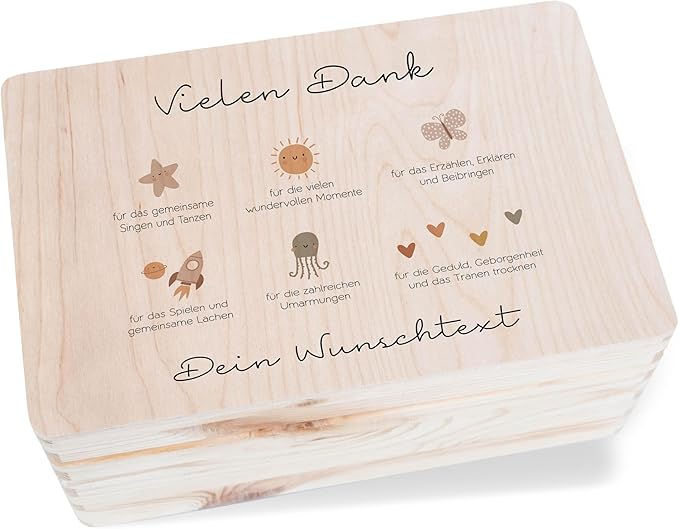 personalisierbare Holzbox zum Befüllen als Abschiedsgeschenk Erzieherin am letzten Kita Tag
