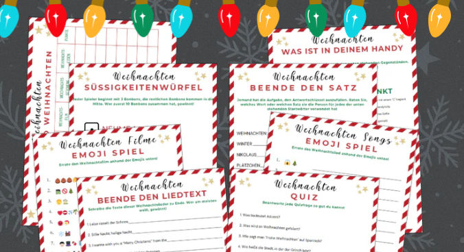 Weihnachtsspiele für Weihnachtsmarkt zuhause Aktivität