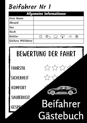 Beifahrer Gästebuch als cooles Geschenk zum Führerschein lustig