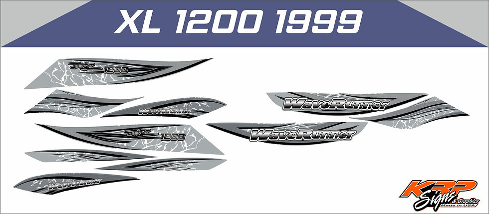 WAVERUNNER XL 1200 1999 Grey & Black Graphics / Decal / Sticker Kit Custom PUR