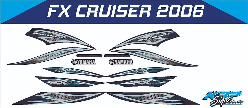 YAMAHA WAVERUNNER FX CRUISER 2006 Graphics / Decal / Sticker Kit BLK LIGHT BLUE