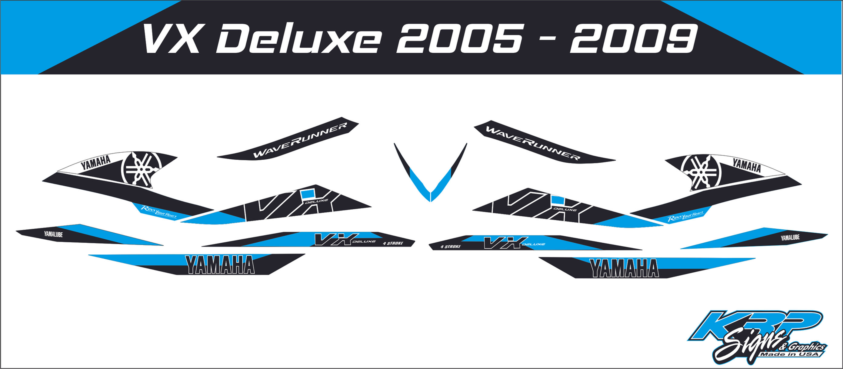 WAVERUNNER VX DELUXE 2005 - 2009 Graphics / Decal / Sticker Kit Light Blue