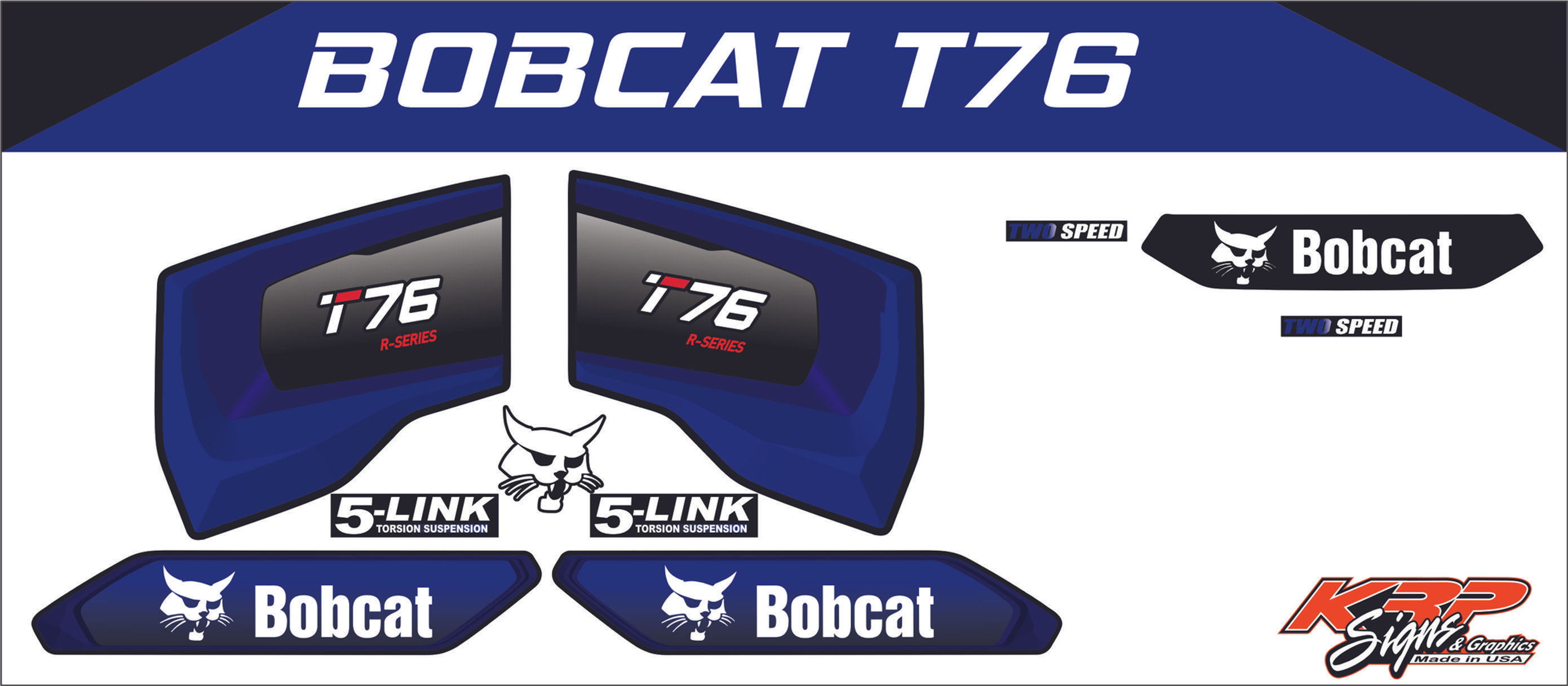 BOBCAT T 76 Vinyl Decal Set Blue