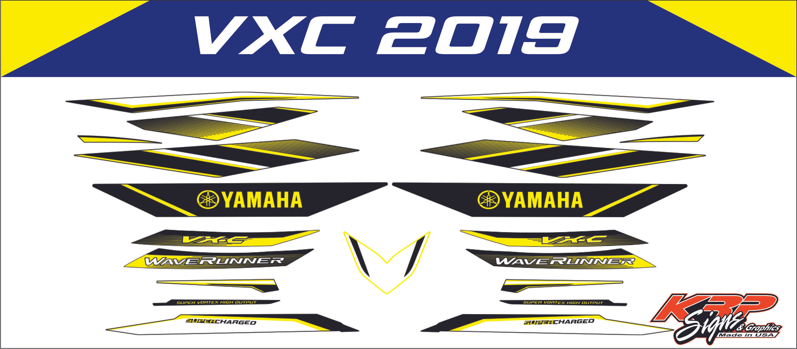WAVERUNNER VXC 2019 Graphics / Decal / Sticker Kit Custom