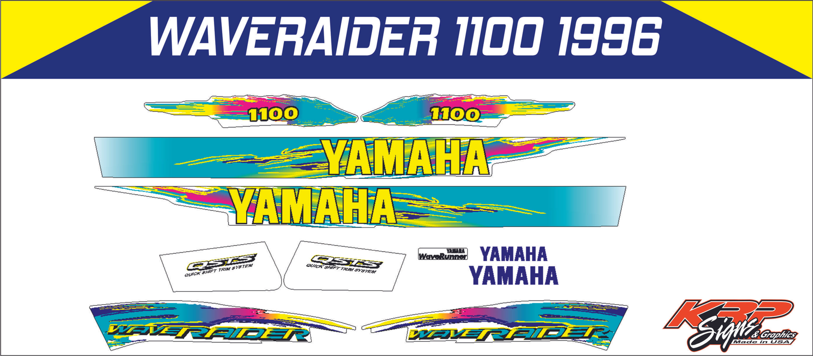YAMAHA WAVERAIDER 1996 1100 Graphics / Decal / Sticker Kit
