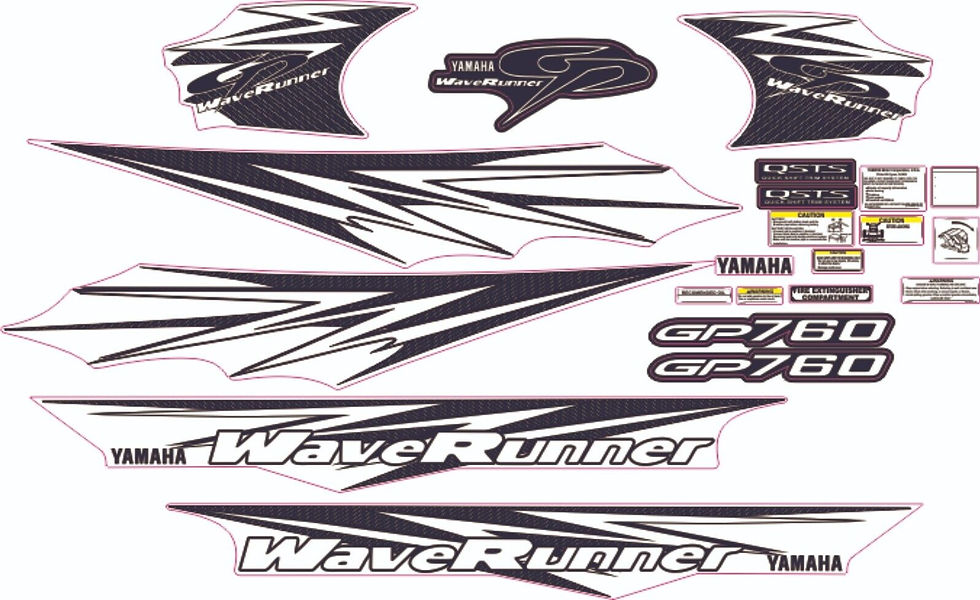 YAMAHA WAVERUNNER GP 760 1997-1999 Graphics / Decal / Sticker BLACK & WHITE
