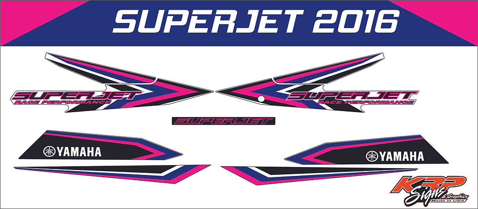 WAVERUNNER SUPER JET 2016 Pink & Blue Graphics / Decal / Sticker Kit Orange &