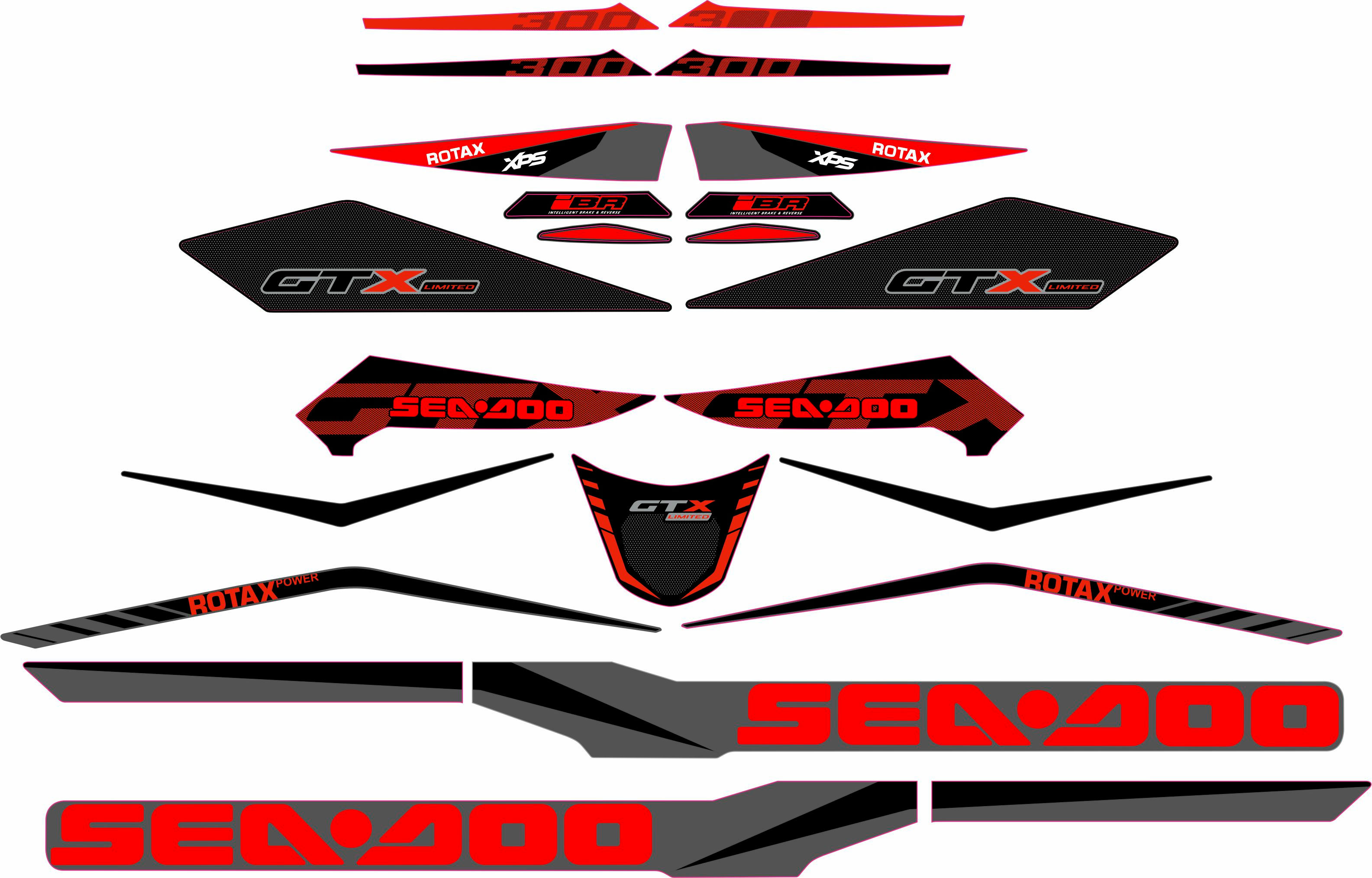 SEADOO GTX Limited 300 2018 Graphics / Decal / Sticker Kit