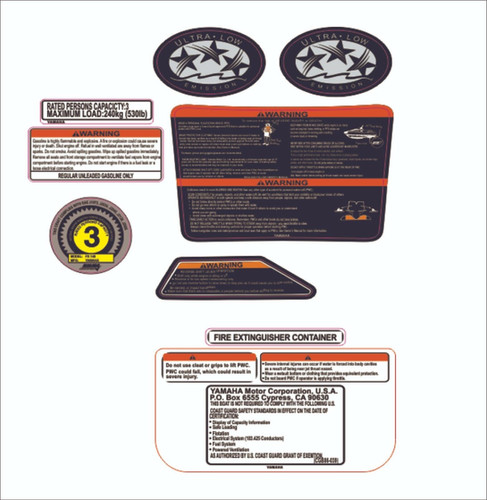 Yamaha Waverunner XLT 2002-2005 Graphics / Decal Warning Sticker Kit – Made In USA
