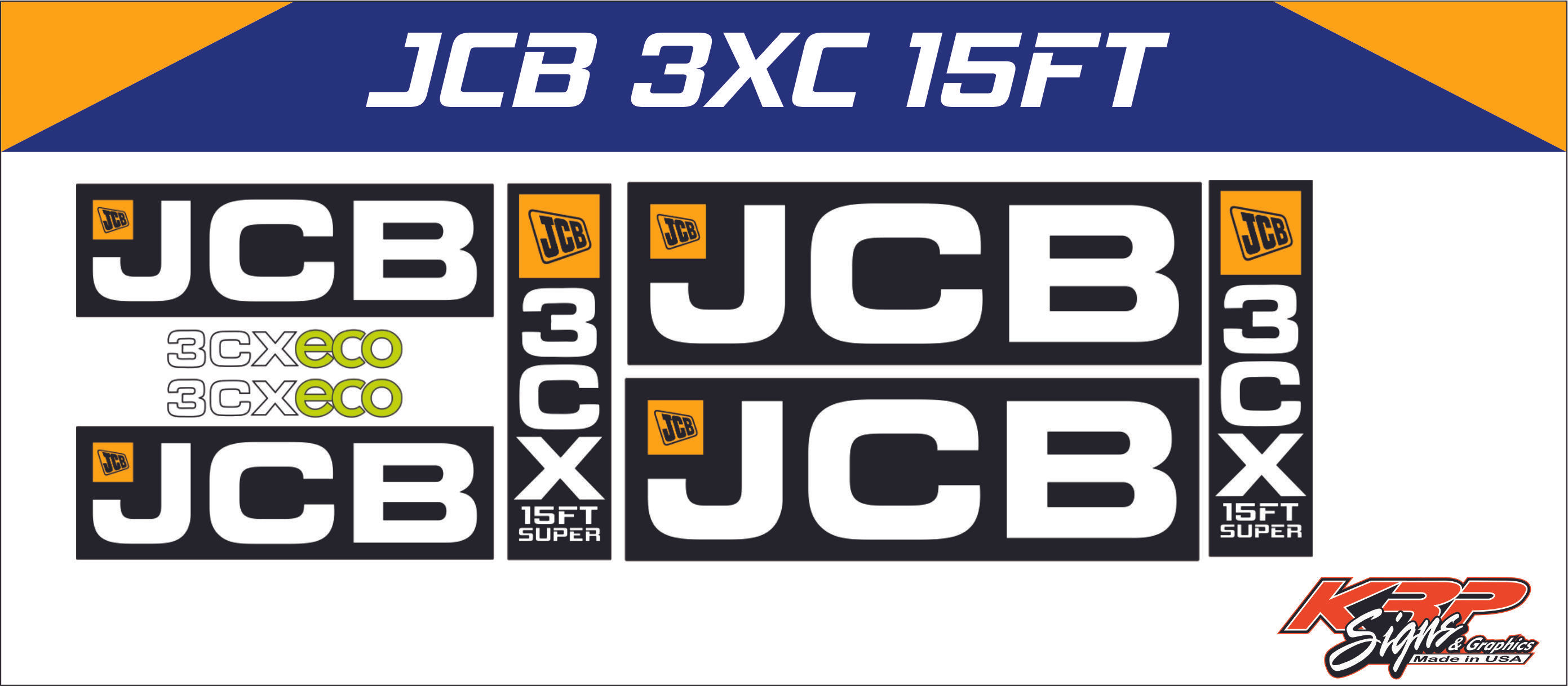 JCB 3XC 15ft Vinyl Decal Set