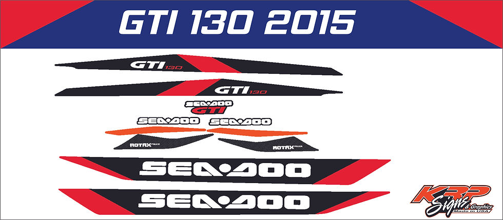SEADOO GTI 130 2015 Graphics / Decal / Sticker Kit RED AND ORANGE