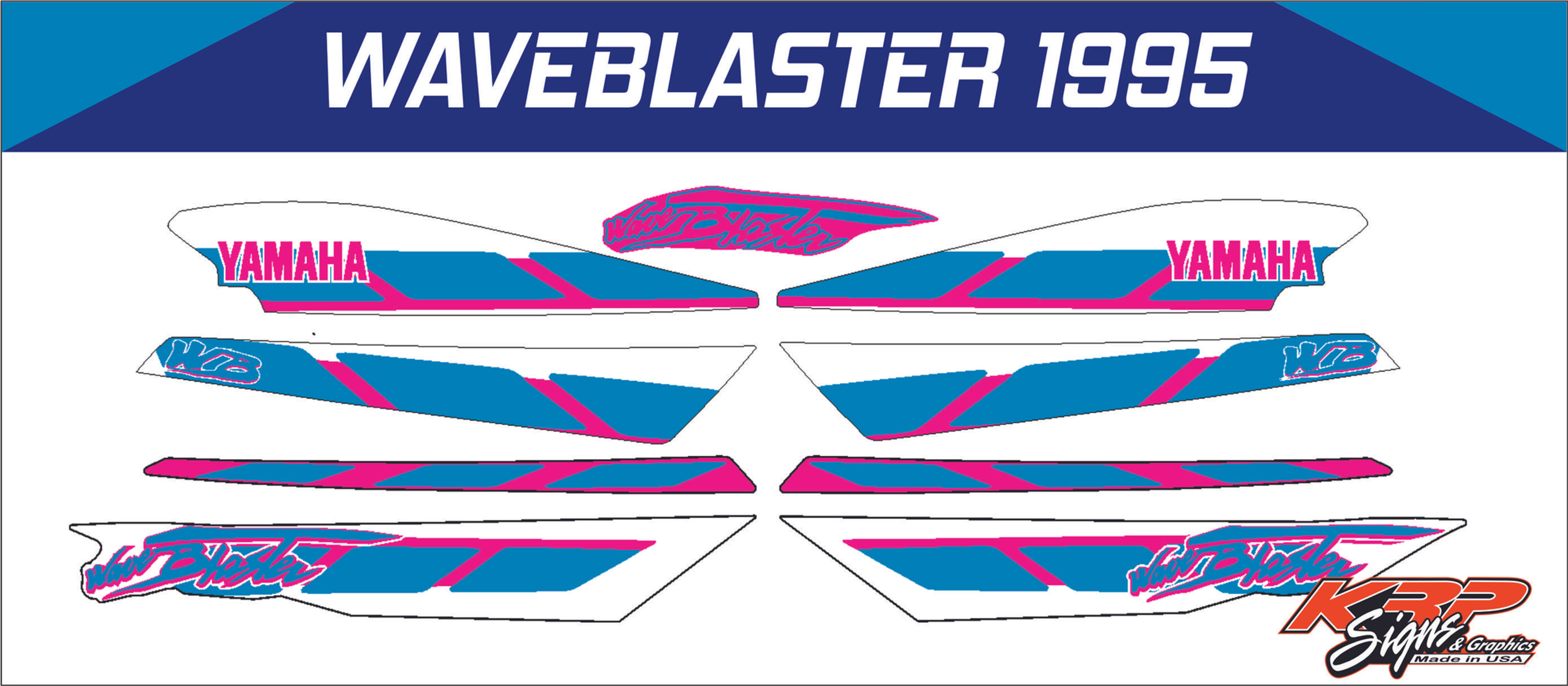 YAMAHA WAVEBLASTER 1995 PINK Graphics / Decal / Sticker Kit