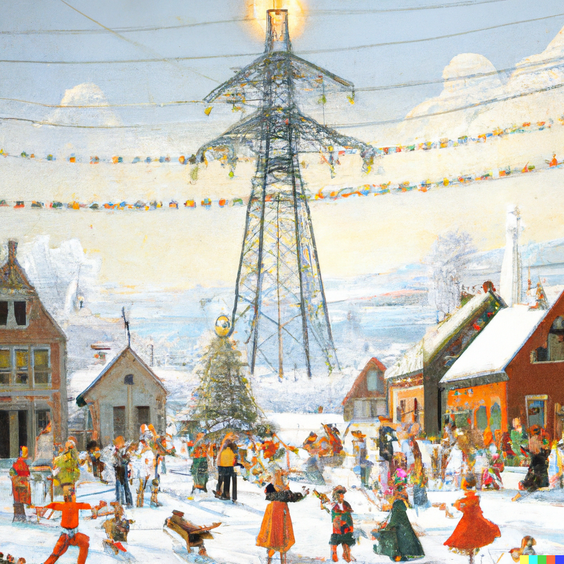DALL·E 2022-12-01 16.00.11 - peinture flamande dans le style Breughel d'enfants qui dansen