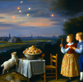 DALL·E 2022-11-17 15.17.23 - peinture flamande de deux enfants qui regardent au loin un bu