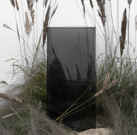 DALL·E 2022-12-20 19.31.04 - photographie studio d'un monolithe de verre noir en ruines da