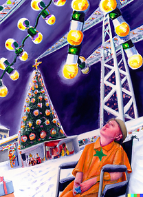 DALL·E 2022-12-01 16.46.04 - peinture hyperréaliste d'un enfant malade avec le cancer qui