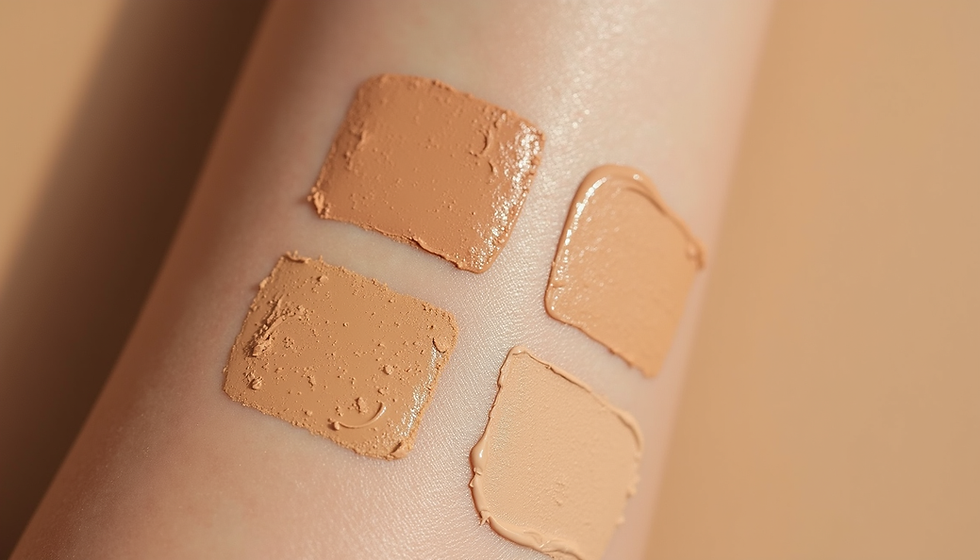     Foundation swatches on various skin tones, showing color matching options