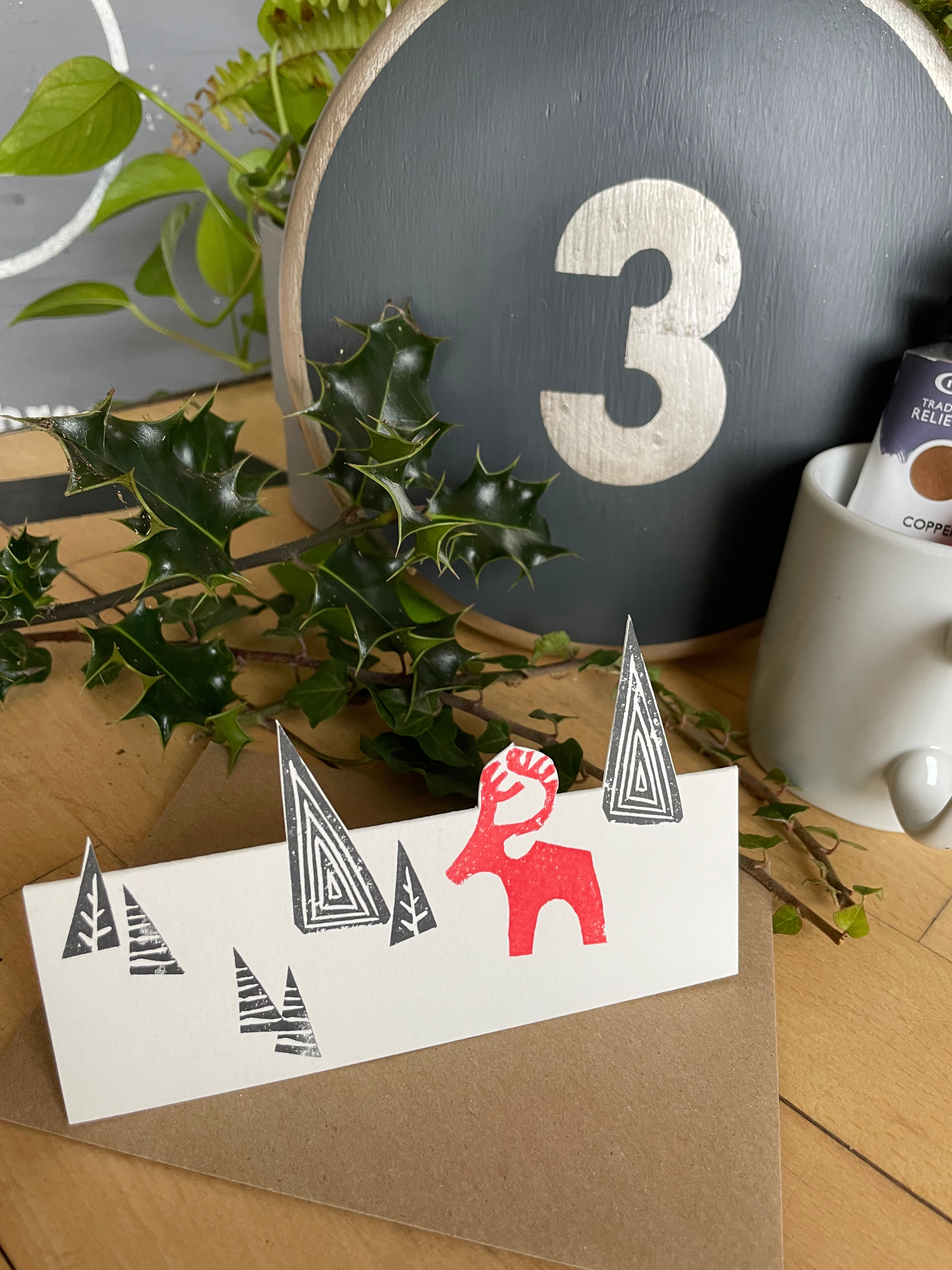 Trees and a Reindeer! - Scandinavian inspired Christmas Card