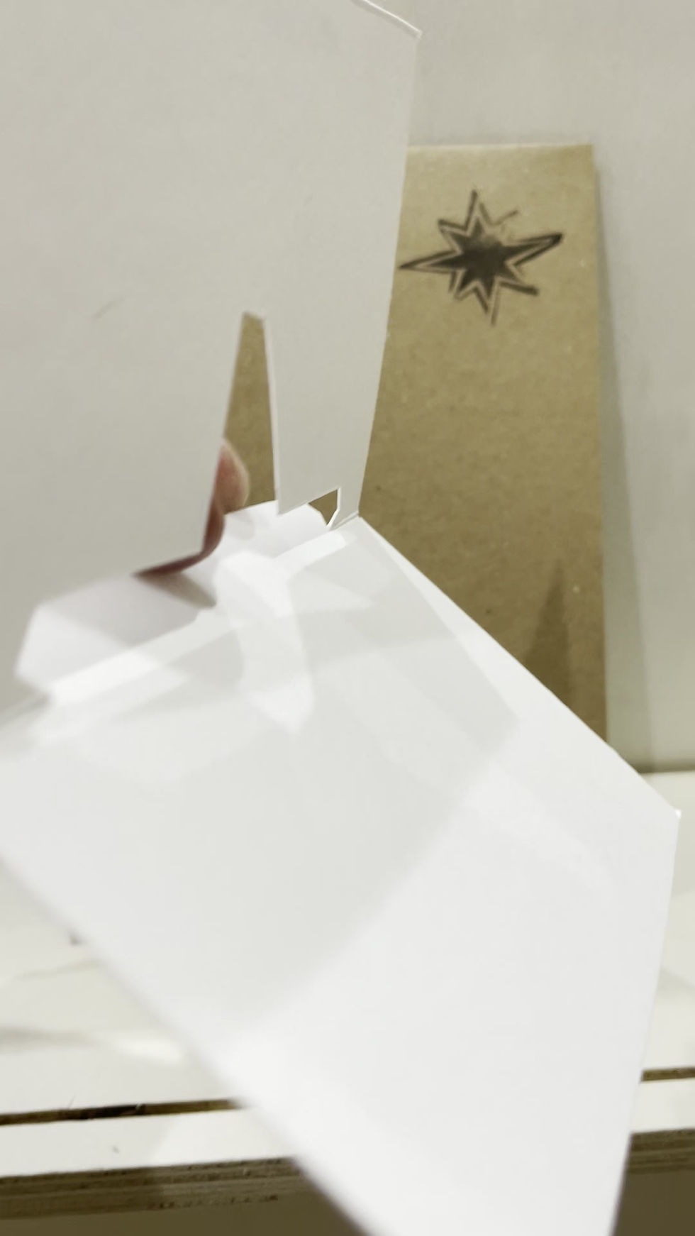 Thumbnail: Interlocking Star Christmas Card - Handprinted, Hand cut Linocut Festive card (d