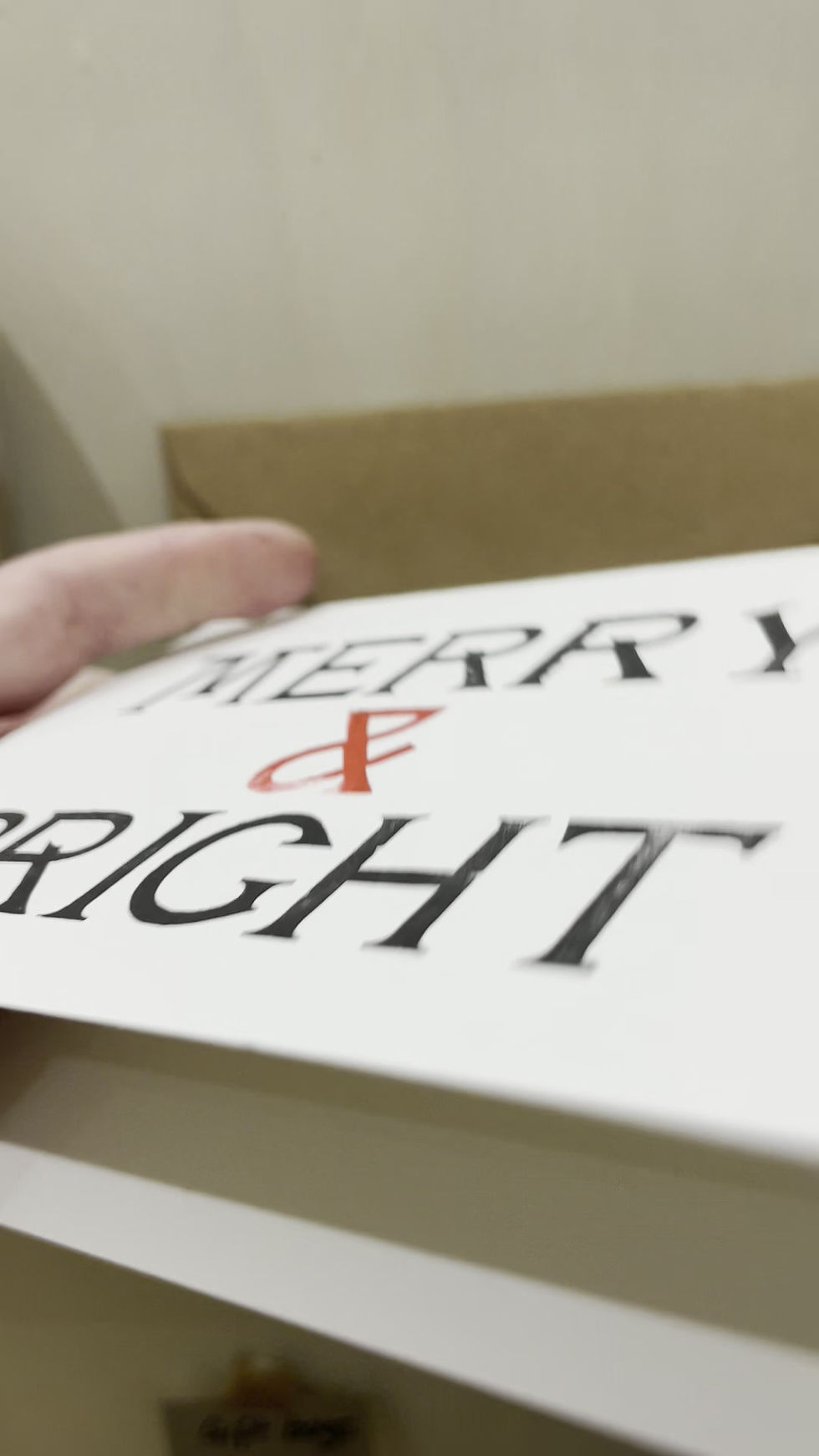 Thumbnail: Merry & Bright Christmas Card -Traditional Handprinted Letterpress