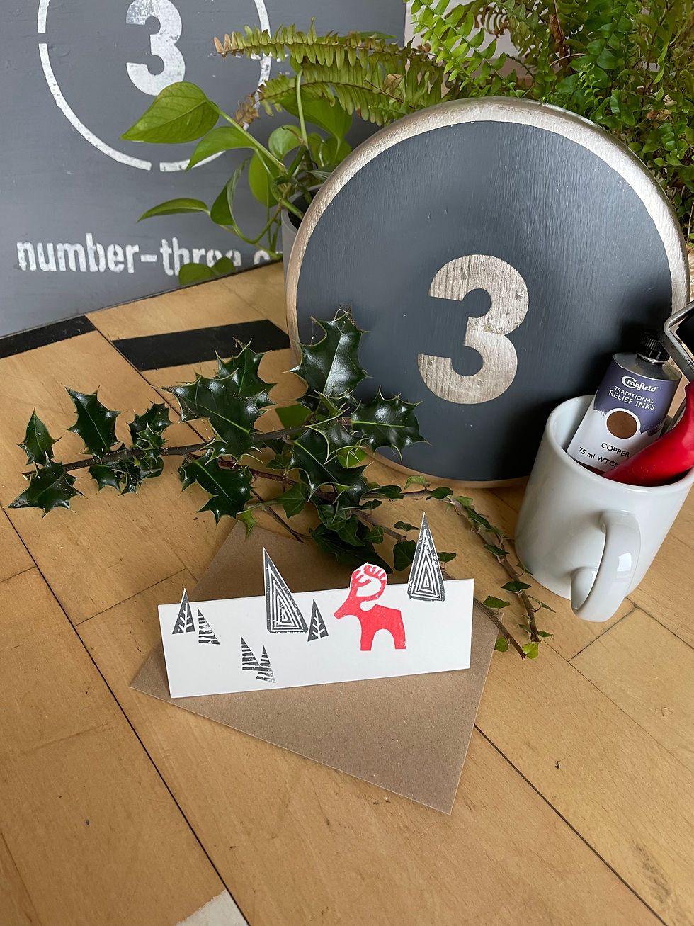 Thumbnail: Trees and a Reindeer! - Scandinavian inspired Christmas Card