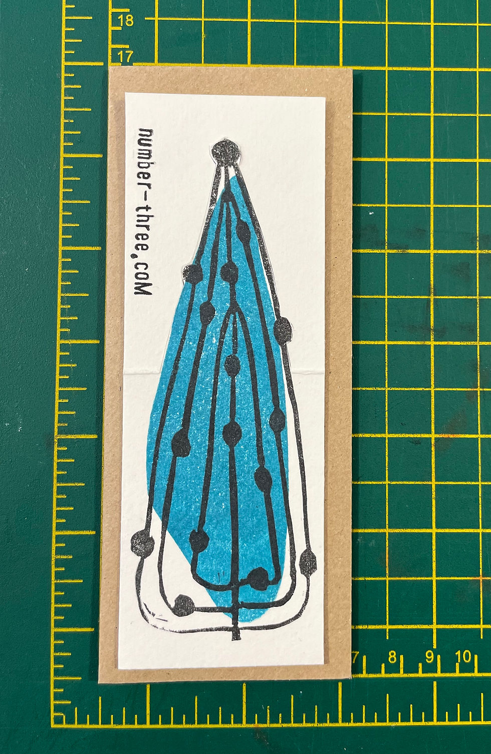 Thumbnail: Mid-Century Modern Handprinted Christmas Card- Single Atomic Tall Tree