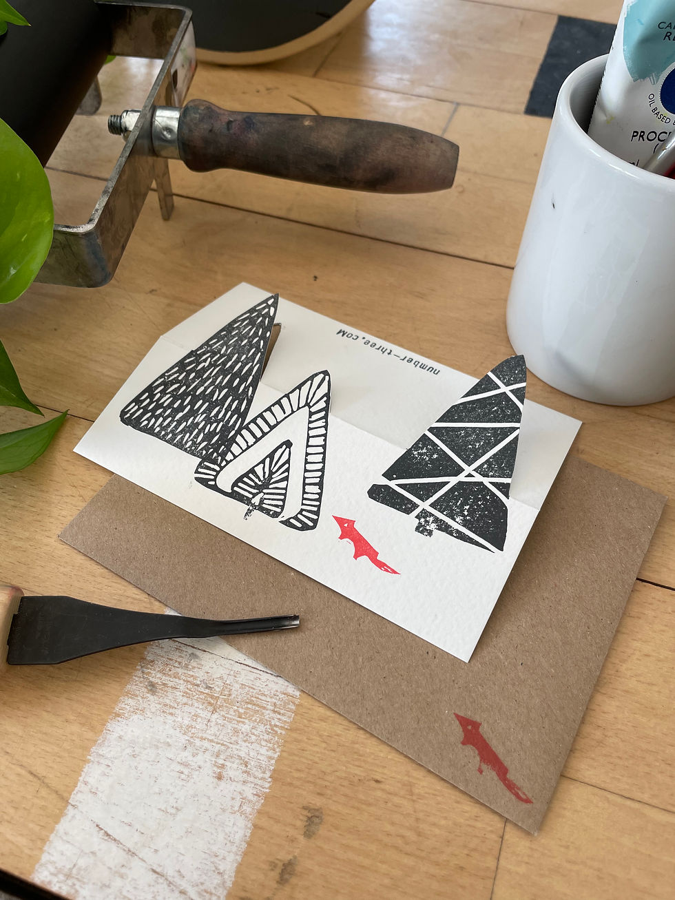 Thumbnail: Three Trees and a Fox - Scandinavian inspired Christmas Card